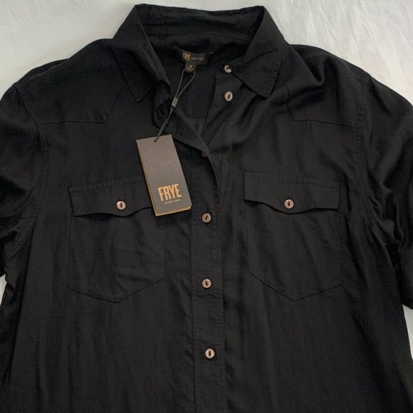 Frye Lightweight Button Up Western Rodeo Sheer Women’s Black Long Sleeve Medium - Picture 6 of 13